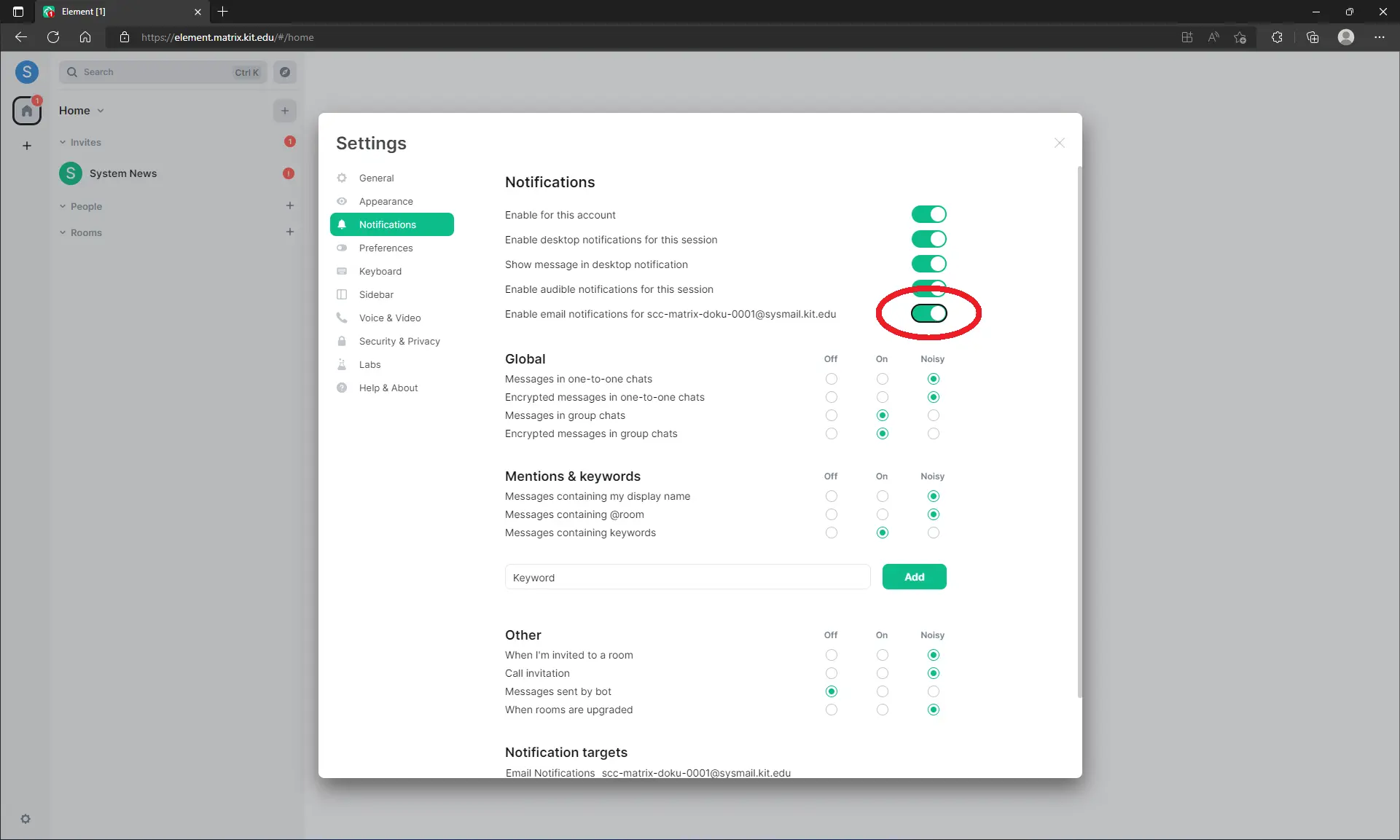 Screenshot email notifications to enable
