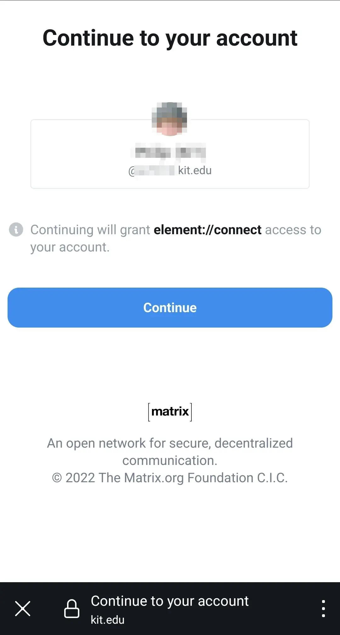 Accepting the matrix user name